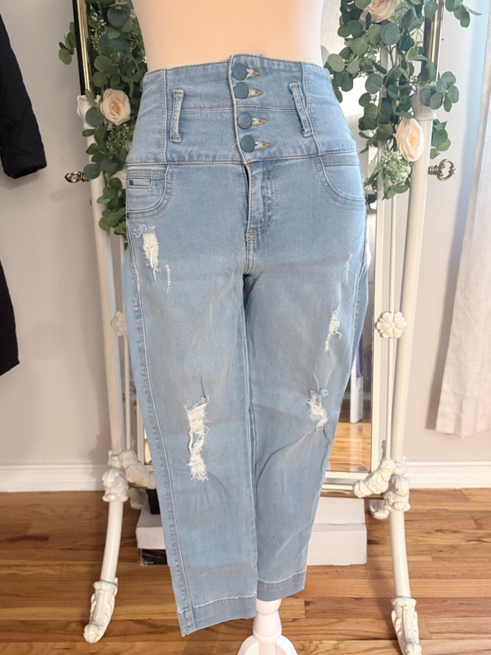 High Rise Distressed Denim Jeans